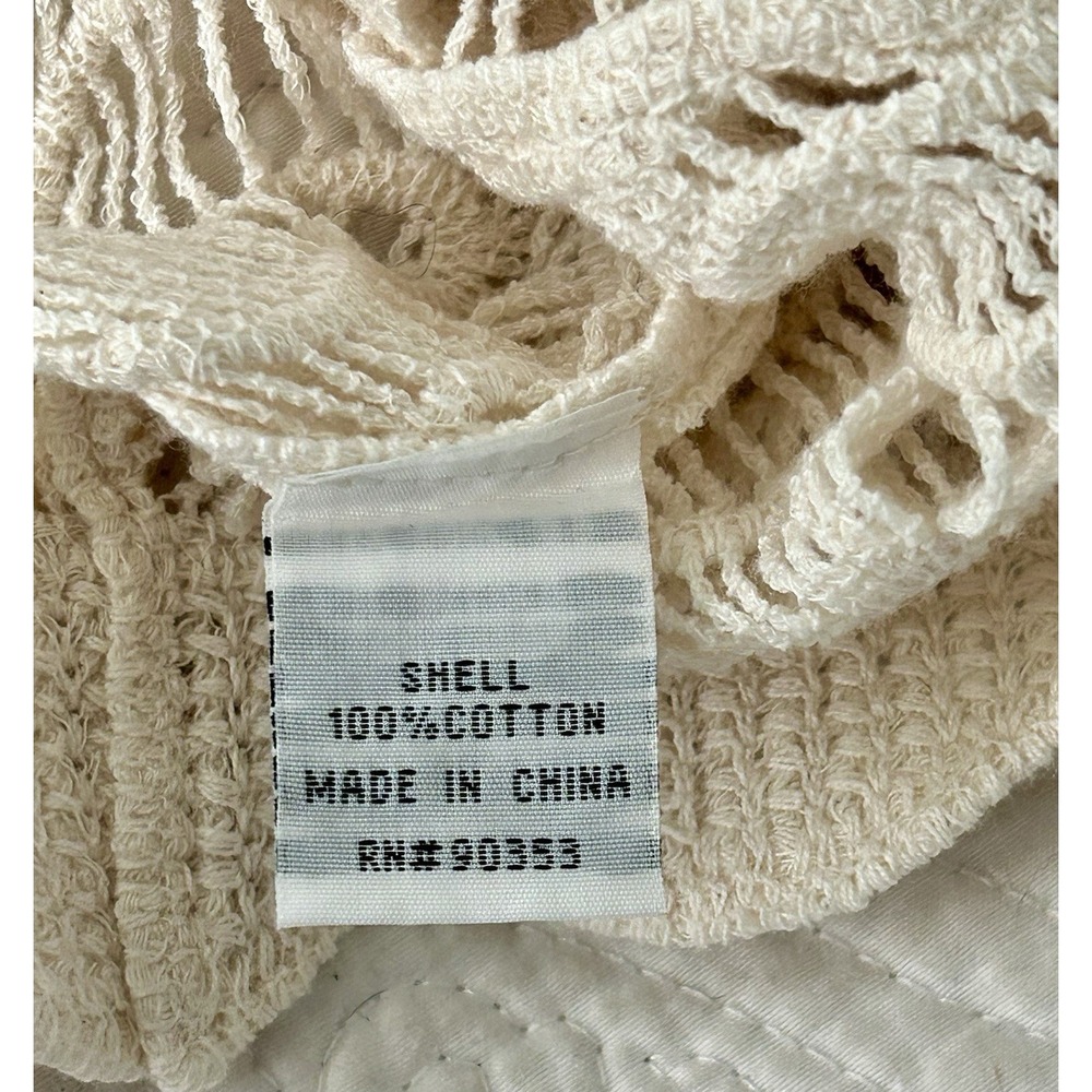 J Gee Crochet Lace Cardigan Top Ivory Button Front Scallop Trim Size Small - Picture 6 of 9